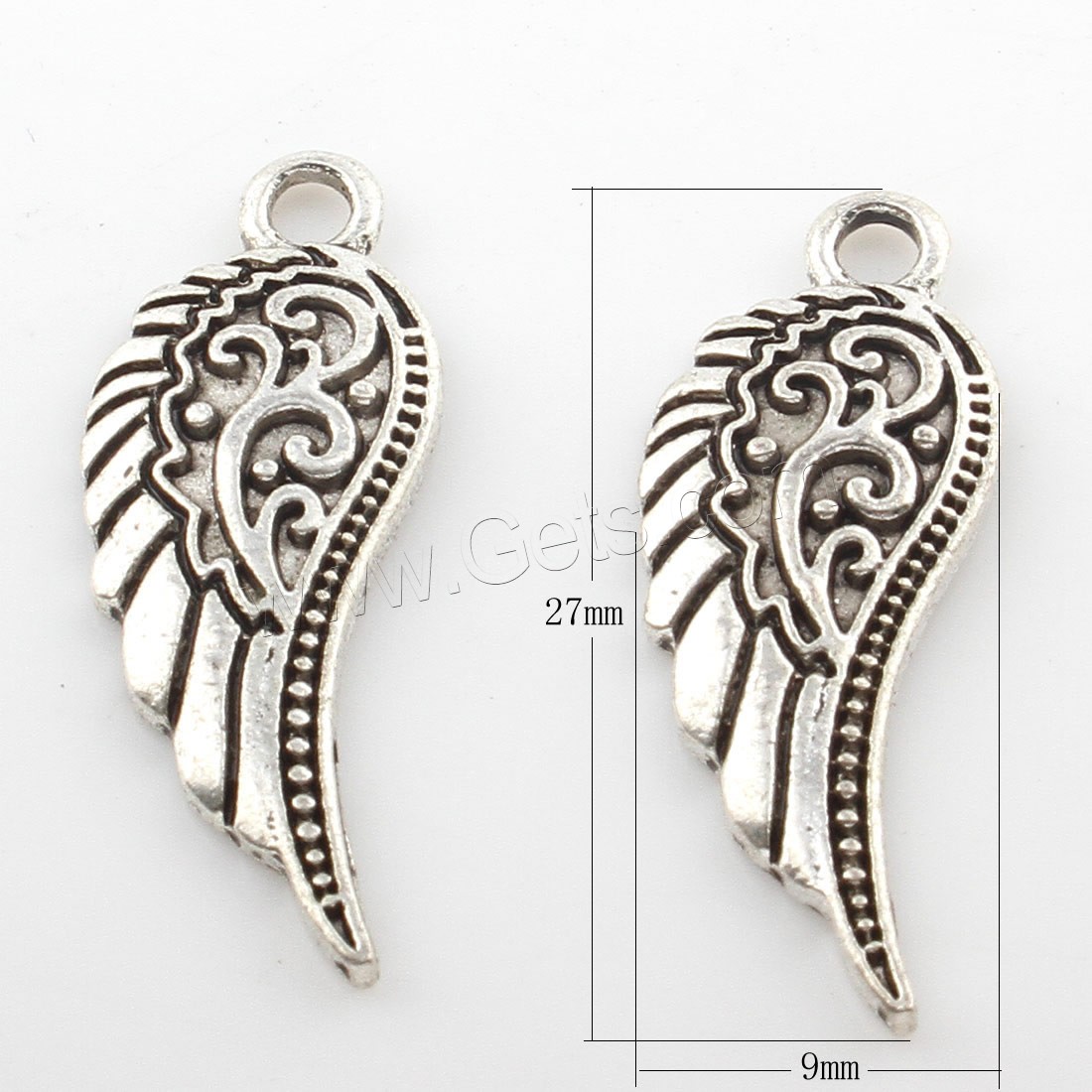 Wing Shaped Zinc Alloy Pendants, plated, more colors for choice, 9x27mm, Hole:Approx 2mm, Approx 293PCs/Bag, Sold By Bag