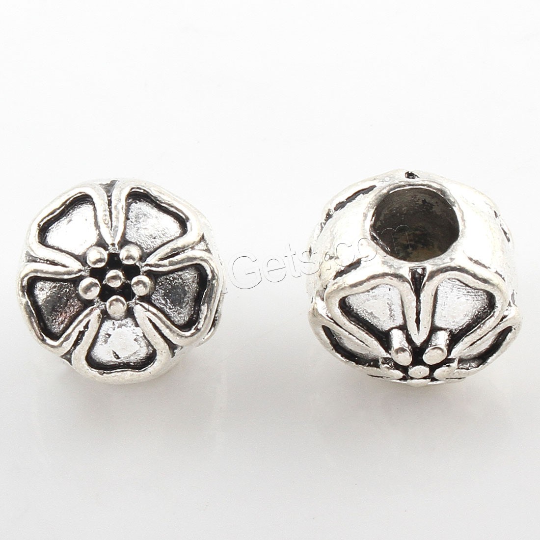 Zinc Alloy Flower Beads, antique silver color plated, 11x9mm, Hole:Approx 4mm, Approx 88PCs/Bag, Sold By Bag