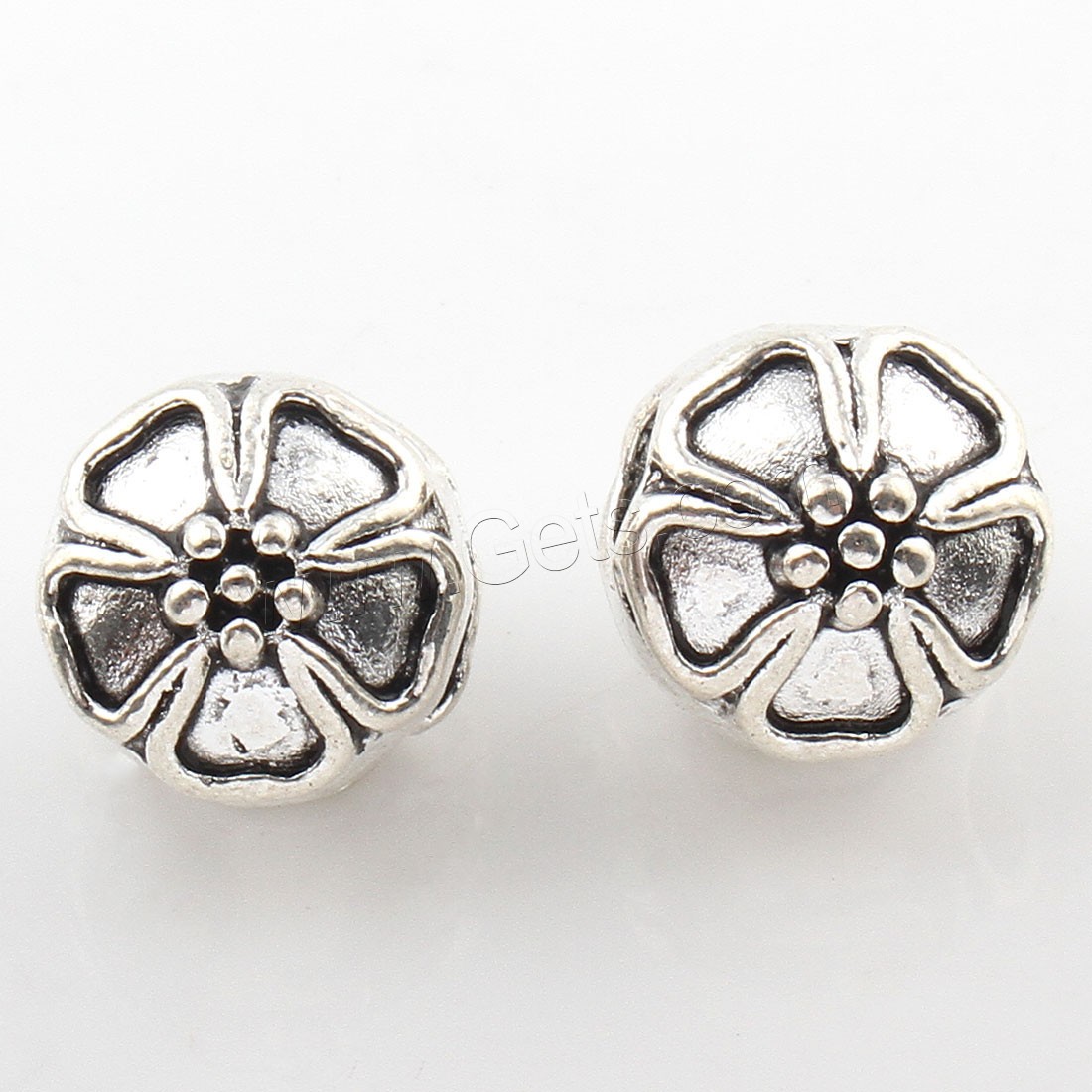 Zinc Alloy Flower Beads, antique silver color plated, 11x9mm, Hole:Approx 4mm, Approx 88PCs/Bag, Sold By Bag