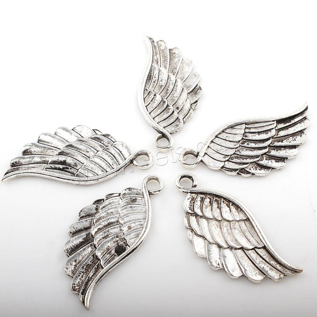 Wing Shaped Zinc Alloy Pendants, plated, more colors for choice, 21x45mm, Hole:Approx 3mm, Approx 72PCs/Bag, Sold By Bag