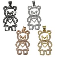 Animal Brass Pendants, Bear, plated, micro pave cubic zirconia & hollow Approx 3.5mm 