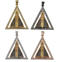 Cubic Zirconia Micro Pave Brass Pendant, Triangle, plated, micro pave cubic zirconia & hollow Approx 3.5mm 