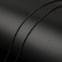 Edelstahl Oval Kette, mit Kunststoffspule, Oval-Kette, schwarz, 2.5x2x0.5mm, ca. 20m/Spule, verkauft von Spule