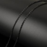 Acero inoxidable Cadena Oval, con carrete de plástico, negro, 3x2.5x0.5mm, aproximado 20m/Carrete, Vendido por Carrete