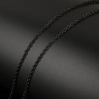 Acero inoxidable Cadena Oval, con carrete de plástico, negro, 3x2.5x0.6mm, aproximado 20m/Carrete, Vendido por Carrete