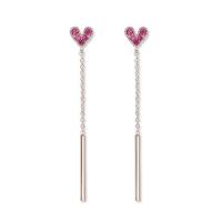 Zinc Alloy Drop Earring, Heart, plated, for woman & with rhinestone 30mm 