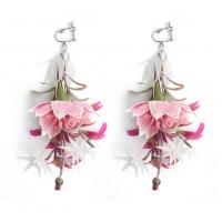 Zinc Alloy Drop Earring, Flower, platinum color plated, for woman 110*60mm 