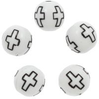 Acrylic Jewelry Beads, Round, white and black Approx 2mm, Approx 