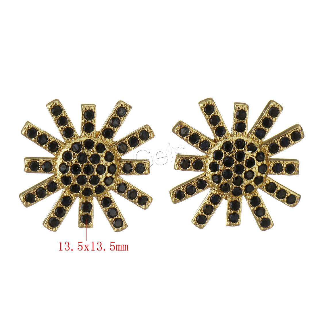 Brass Stud Earring, plated, micro pave cubic zirconia, more colors for choice, 13.5x13.5mm, Sold By Pair