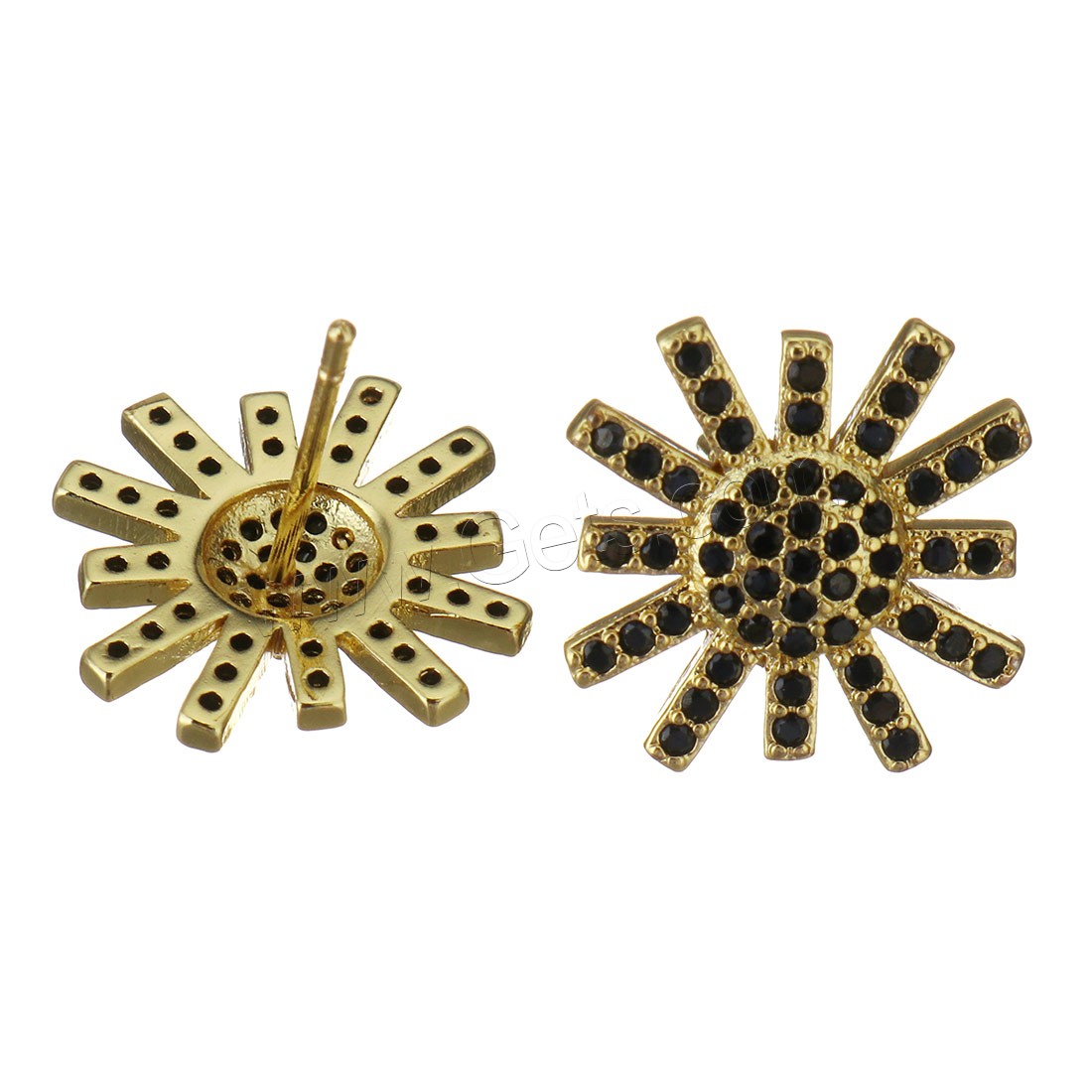 Brass Stud Earring, plated, micro pave cubic zirconia, more colors for choice, 13.5x13.5mm, Sold By Pair