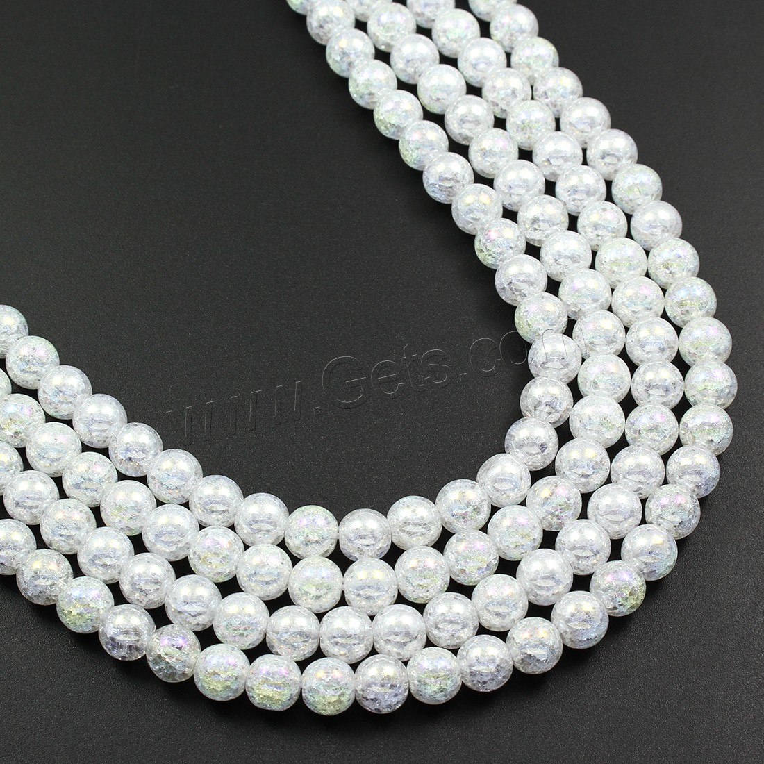 Natural Crackle Agate Bead, Flat Flower Agate, Round, AB color plated, different size for choice, white, Sold By Strand