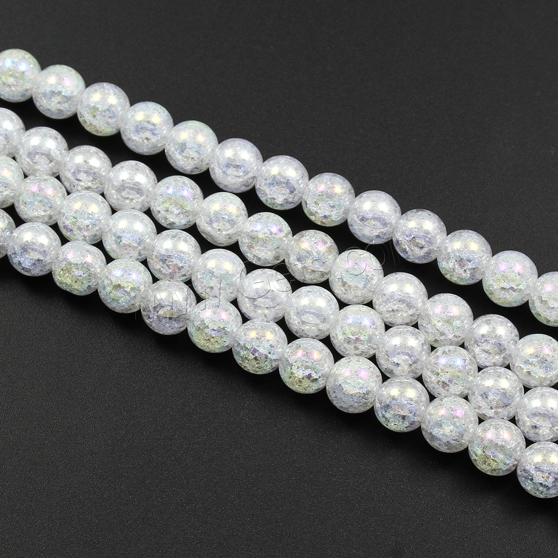 Natürliche Crackle Achat Perlen, Flachen Achat, rund, AB Farben plattiert, verschiedene Größen vorhanden, weiß, verkauft von Strang