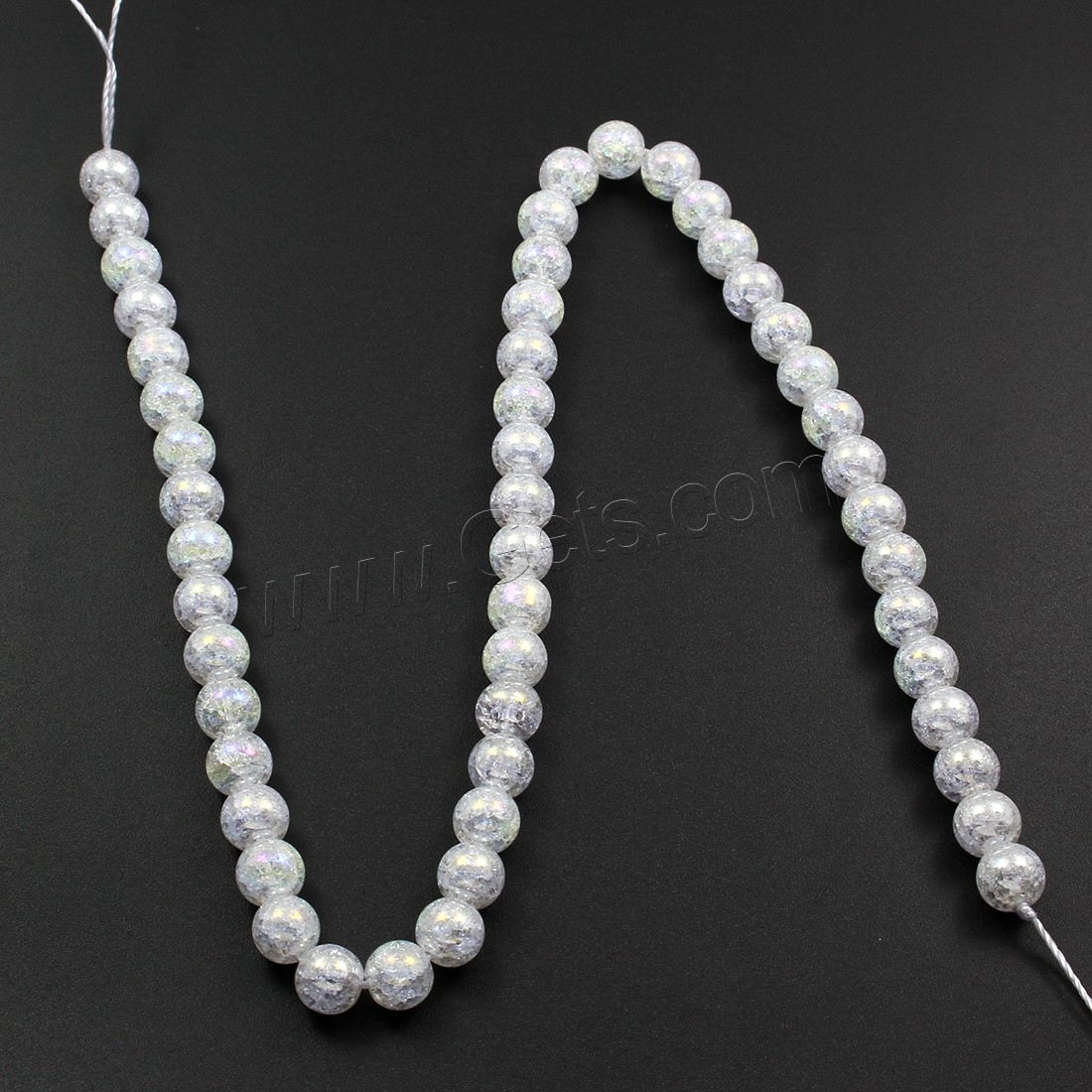 perle en agate de fissure naturelle , Agate fleur plate, Rond, Placage de couleur AB, normes différentes pour le choix, blanc, Vendu par brin