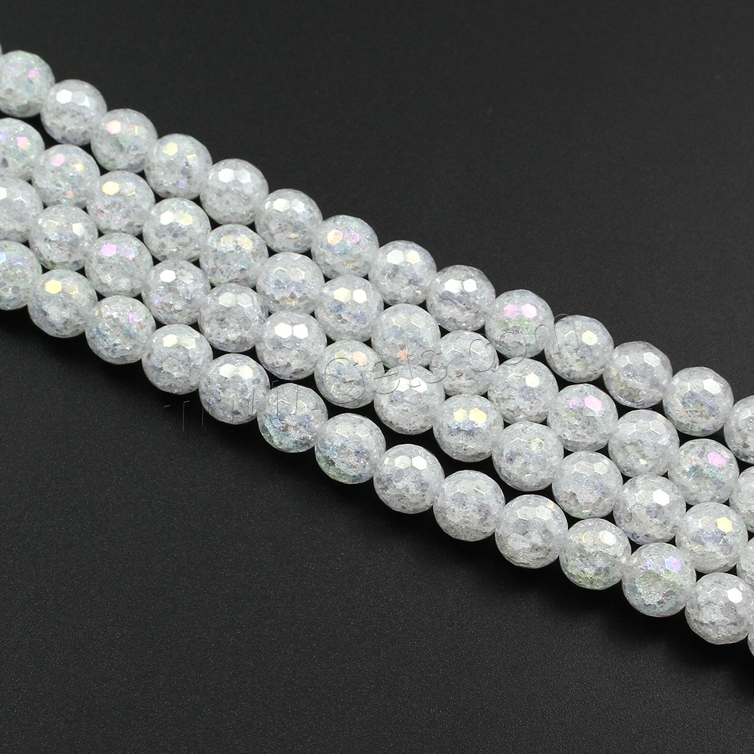 Natürliche Crackle Achat Perlen, Flachen Achat, rund, AB Farben plattiert, verschiedene Größen vorhanden & facettierte, weiß, verkauft von Strang