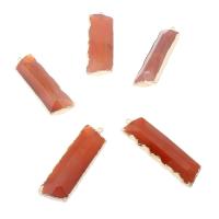 Red Agate Pendants, with Brass, brick red - Approx 2mm, Approx 
