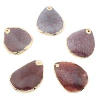 Dragon Veins Agate Pendant, with Brass, henna - Approx 2mm, Approx 