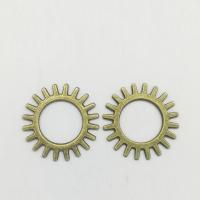 aleación de zinc Fornituras, rueda de engranaje, chapado en color bronce antiguo, 24x24x1.2mm, 100PCs/Bolsa, Vendido por Bolsa