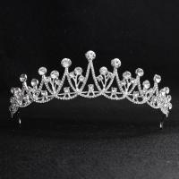 Bridal Tiaras, Zinc Alloy, Crown, platinum color plated, for woman & with rhinestone 160*40mm 