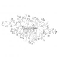 Bridal Decorative Hair Comb, Zinc Alloy, Flower, platinum color plated, for bridal, 85*150mm 