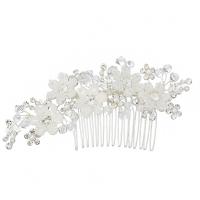 Bridal Decorative Hair Comb, Zinc Alloy, Flower, platinum color plated, for bridal, 75*110mm 