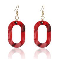 Resin Drop Earring, gold color plated, for woman 69*28mm 