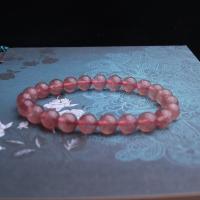 Strawberry Quartz Bracelet, Round, fashion jewelry & for woman, pink Approx 7.5 Inch 