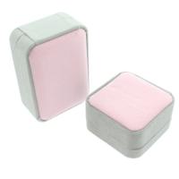 Multifunctional Jewelry Box, Velveteen, with Cardboard, Square, 2 pieces, pink, 70*100*40mm,70*70*40mm 