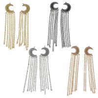 Brass Tassel Earring, Moon, plated, micro pave cubic zirconia & for woman 