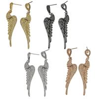 Cubic Zirconia Micro Pave Brass Earring, Wing Shape, plated, micro pave cubic zirconia & for woman 61mm 