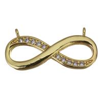 Cubic Zirconia Micro Pave Brass Pendant, Infinity, micro pave cubic zirconia & double-hole, gold Approx 1.5mm 