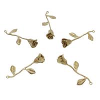 Brass Flower Pendants, Rose, gold Approx 0.5mm 