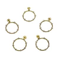 Brass Earring Stud Component, Round, original color 