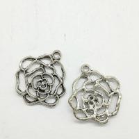 Zinc Alloy Flower Pendants, Rose, antique silver color plated, hollow Approx 2mm 