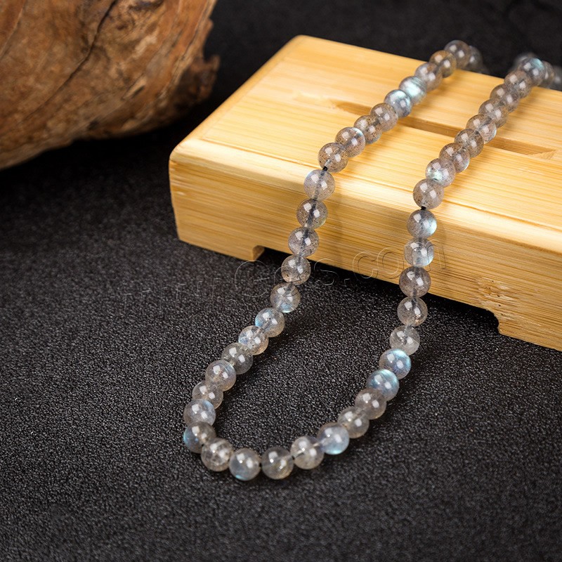 Mondstein Perlen, rund, poliert, verschiedene Größen vorhanden, grau, Bohrung:ca. 1mm, verkauft von Strang