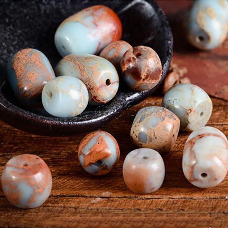 Shoushan Stein Perle, Trommel, poliert, verschiedene Größen vorhanden, Bohrung:ca. 1mm, verkauft von Strang