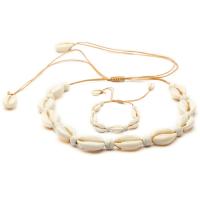 Shell Jewelry Sets, bracelet & necklace, with Nylon Cord, with 18cm extender chain, handmade, Unisex & adjustable Approx 15.74 Inch, Approx 7.5 Inch 