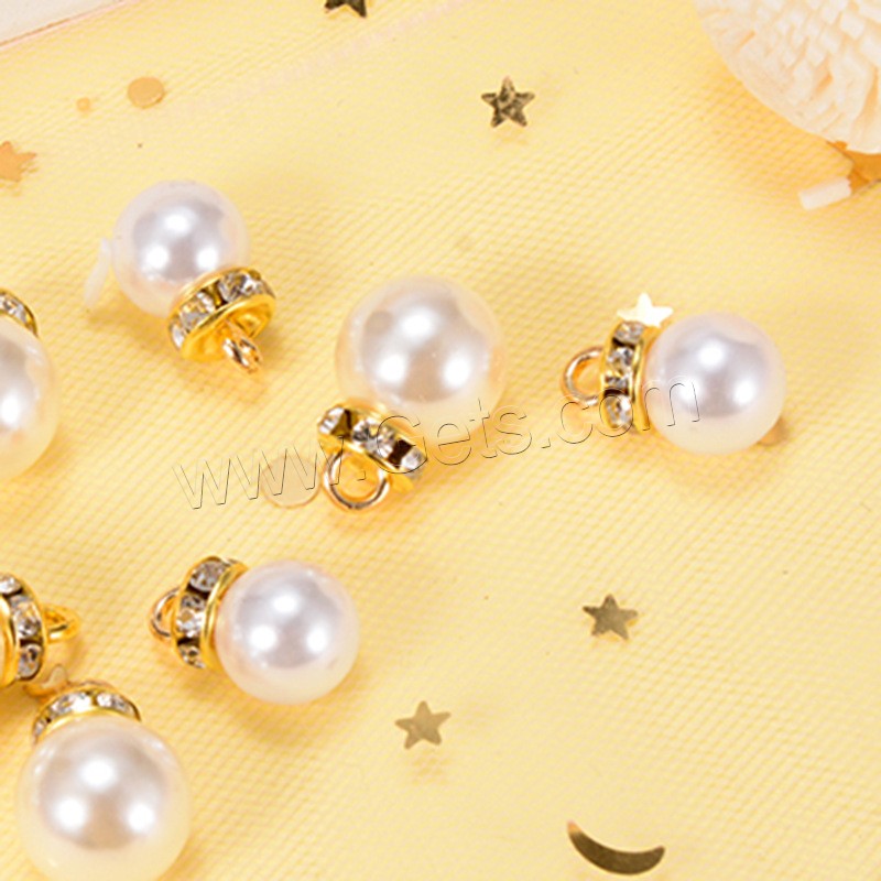 ABS Plastic Pearl Pendant, stoving varnish, different size for choice & different styles for choice & with rhinestone, Hole:Approx 2mm, 100PCs/Bag, Sold By Bag