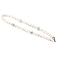 ガラスの真珠のネックレス, ガラスパール, 異なるスタイルを選択 & ライン石のある, 無色, 8mm, 長さ:約 16.54 インチ, 売り手 ストランド