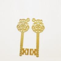 Zinc Alloy Key Pendants, gold color plated, hollow Approx 2mm 