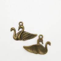 Pendentifs animaux en alliage de zinc, cygne, Plaqué de couleur de bronze antique Environ 2mm Vendu par sac