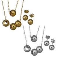 Parures de bijoux en acier inoxydable, Boucle d’oreille stud & collier, avec 2inch chaînes de rallonge, chaîne ovale & pour femme, plus de couleurs à choisir 1.5mm,8mm Environ 15 pouce, Vendu par fixé