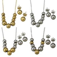 Fashion Stainless Steel Jewelry Sets, Stud Earring & necklace, with 2inch extender chain, oval chain & for woman 1.5mm,8mm 