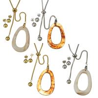 Fashion Stainless Steel Jewelry Sets, Stud Earring & necklace, with Resin, box chain & for woman 2mm,8mm Approx 19 Inch 