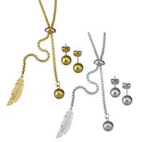 Parures de bijoux en acier inoxydable, Boucle d’oreille stud & collier, chaîne de boîte & pour femme, plus de couleurs à choisir 2mm,8mm Environ 19 pouce, Vendu par fixé