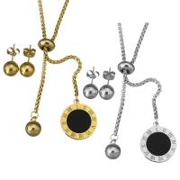 Fashion Stainless Steel Jewelry Sets, Stud Earring & necklace, with Resin, box chain & for woman 2mm,8mm Approx 19 Inch 