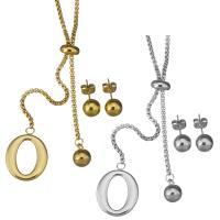Fashion Stainless Steel Jewelry Sets, Stud Earring & necklace, box chain & for woman 2mm,8mm Approx 19 Inch 
