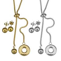 Parures de bijoux en acier inoxydable, Boucle d’oreille stud & collier, chaîne de boîte & pour femme, plus de couleurs à choisir 2mm,8mm Environ 19 pouce, Vendu par fixé