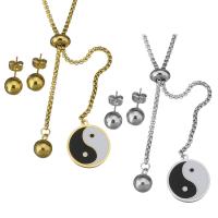 Fashion Stainless Steel Jewelry Sets, Stud Earring & necklace, box chain & for woman 2mm,8mm Approx 19 Inch 