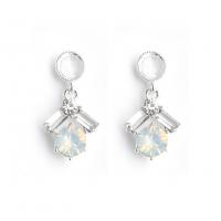 Zinc Alloy Rhinestone Drop Earring, with Zinc Alloy, platinum color plated, for woman, 30*14mm 