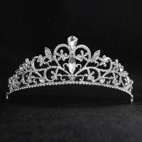 Bridal Tiaras, Zinc Alloy, Crown, platinum color plated, for woman & with rhinestone, 150*50mm 